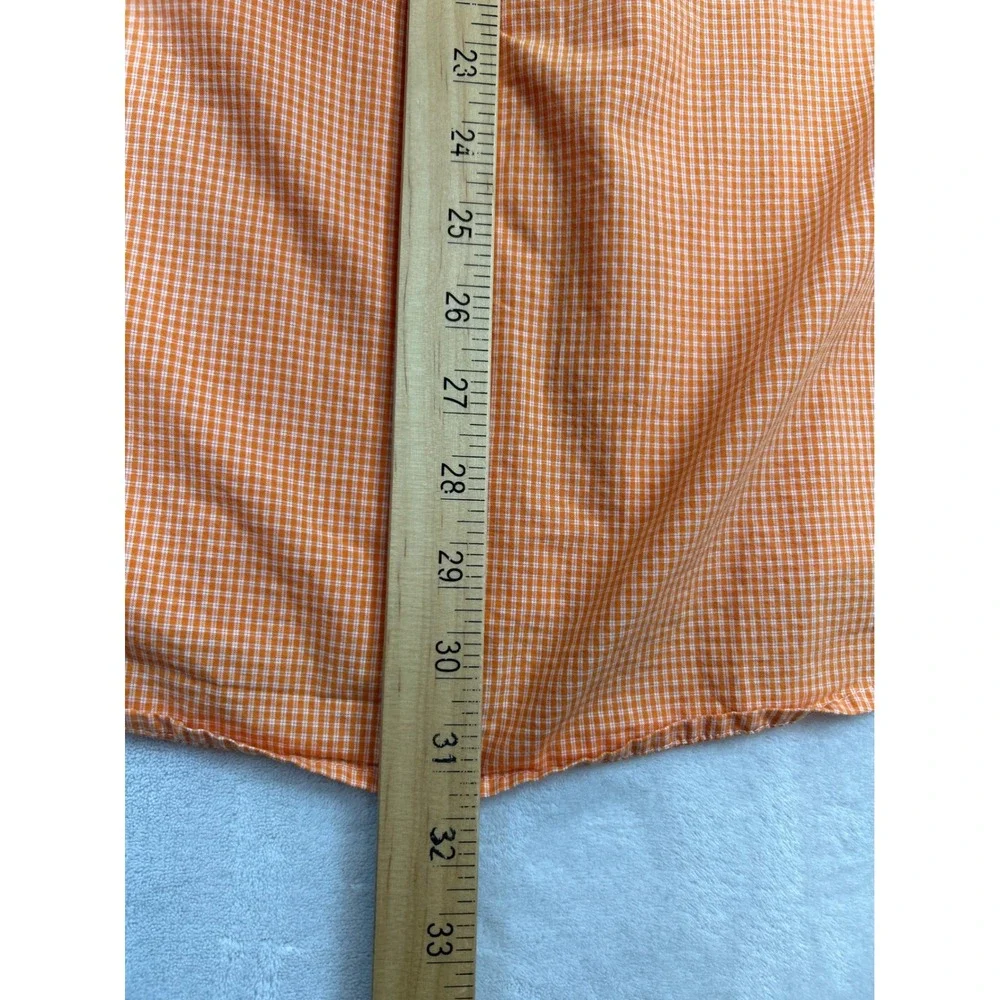 Tommy Hilfiger Shirt Mens M Orange Gingham Button Down Long Sleeve - Picture 8 of 8